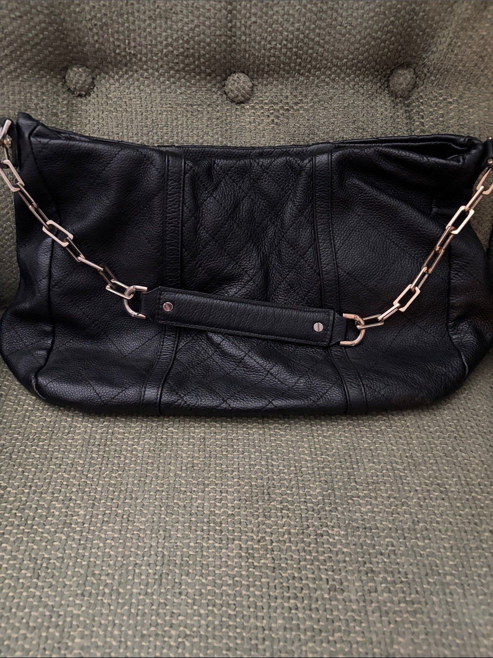 Tory Burch Black Leather Shoulder Bag with Gold Chain Strap